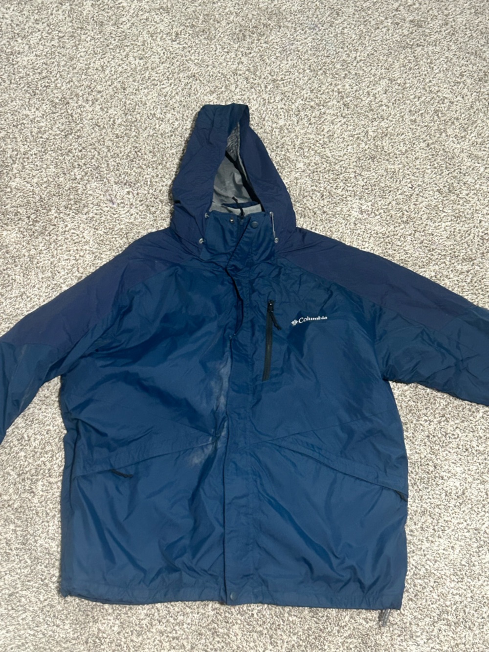 Columbia men’s navy jacket with removable hood XL